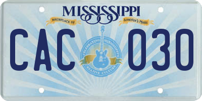 MS license plate CAC030