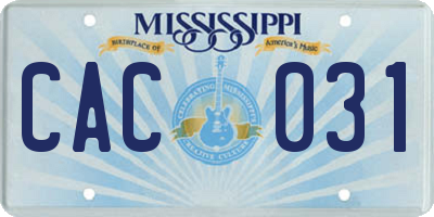 MS license plate CAC031