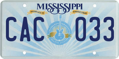 MS license plate CAC033