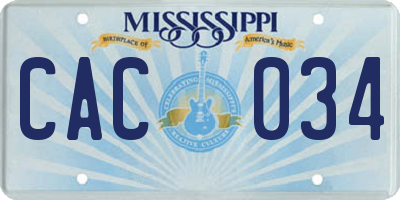 MS license plate CAC034
