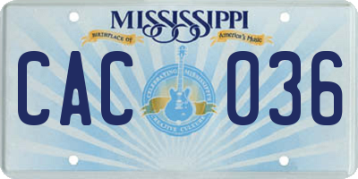 MS license plate CAC036