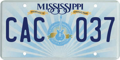 MS license plate CAC037