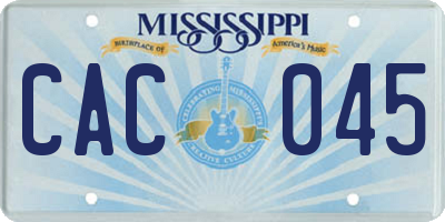 MS license plate CAC045