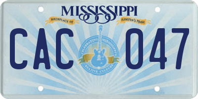MS license plate CAC047