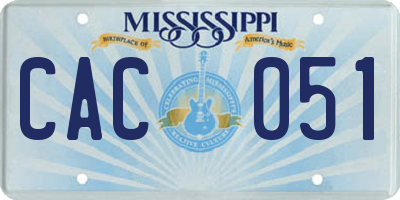 MS license plate CAC051