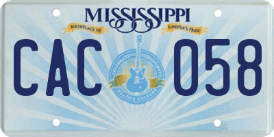 MS license plate CAC058