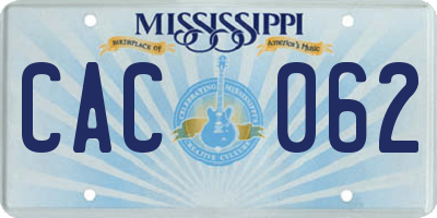 MS license plate CAC062
