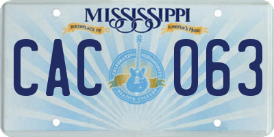 MS license plate CAC063