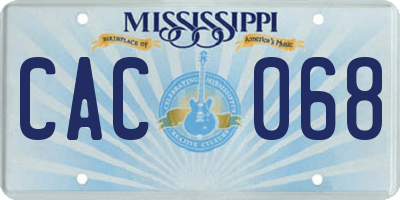 MS license plate CAC068