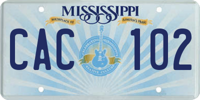 MS license plate CAC102
