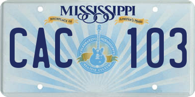MS license plate CAC103