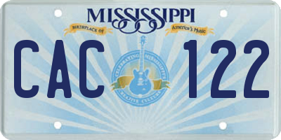 MS license plate CAC122
