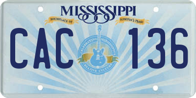 MS license plate CAC136