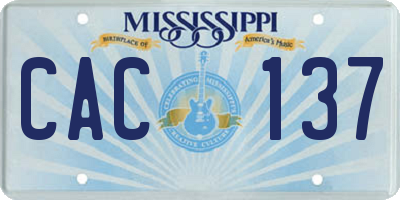 MS license plate CAC137