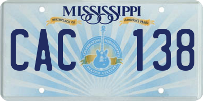 MS license plate CAC138