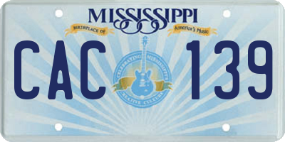 MS license plate CAC139