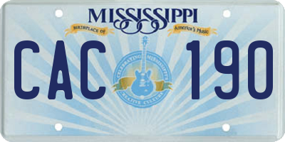 MS license plate CAC190