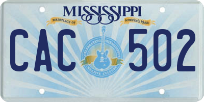 MS license plate CAC502