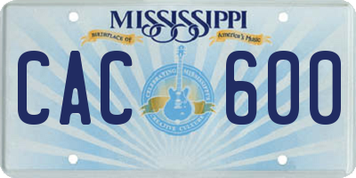 MS license plate CAC600