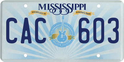 MS license plate CAC603