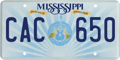 MS license plate CAC650