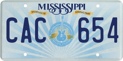MS license plate CAC654