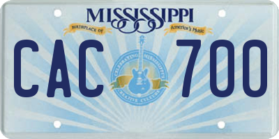 MS license plate CAC700