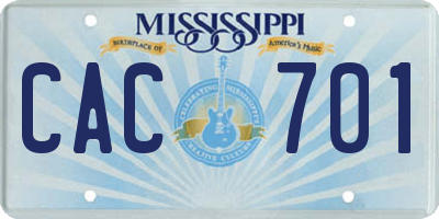 MS license plate CAC701