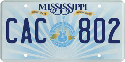 MS license plate CAC802