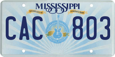 MS license plate CAC803