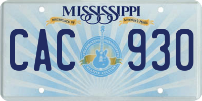 MS license plate CAC930