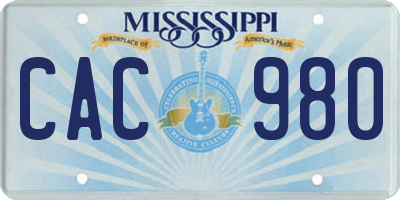 MS license plate CAC980
