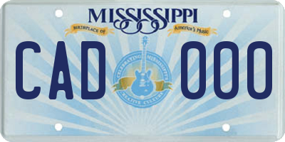 MS license plate CAD000