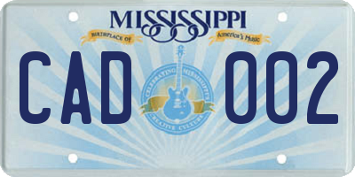 MS license plate CAD002