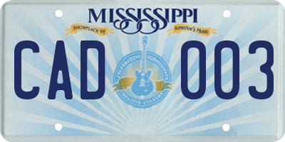 MS license plate CAD003