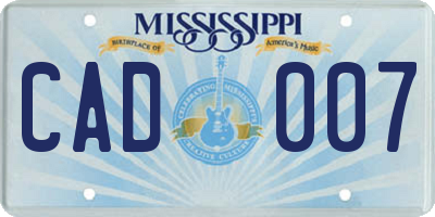MS license plate CAD007