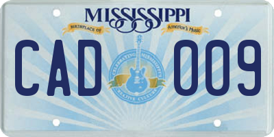 MS license plate CAD009