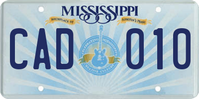 MS license plate CAD010