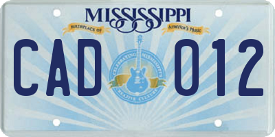 MS license plate CAD012