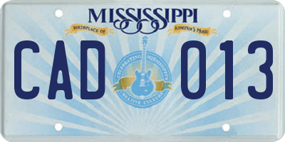 MS license plate CAD013