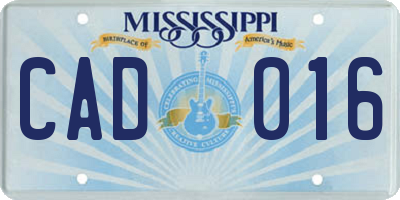 MS license plate CAD016