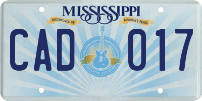 MS license plate CAD017