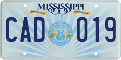 MS license plate CAD019