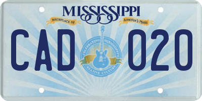 MS license plate CAD020