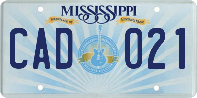 MS license plate CAD021
