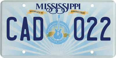 MS license plate CAD022