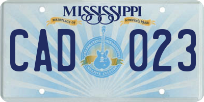 MS license plate CAD023