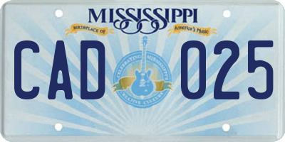 MS license plate CAD025