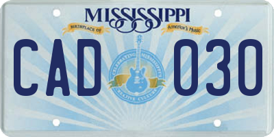 MS license plate CAD030