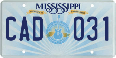 MS license plate CAD031